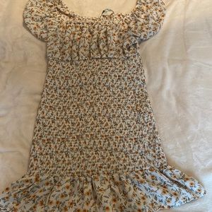 XL White Floral Ruched Dress